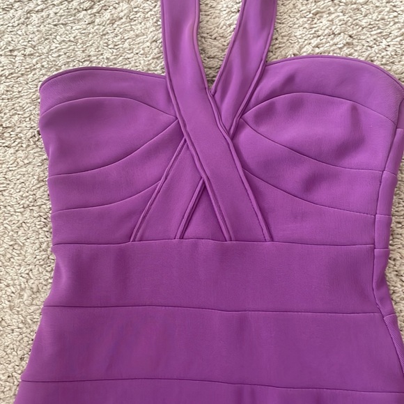 Topshop Petite US Size 2 Purple Bodycon Halter Dress Exposed Back Zipper - Picture 5 of 10